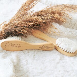 Sweet baby brush personalized with name 100% soft goat hair Baby Gift Baptism birthday birth MinalaKids image 4