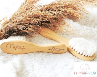 Cute baby brush personalized with name | 100% soft goat hair | Baby | Gift | Baptism | Birthday | Birth | MinalaKids