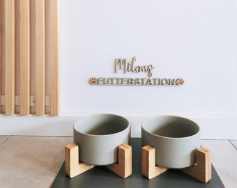 Holzschild für Futterplatz | personalisiert mit Name | aus Holz | Futterstation| Namensschild | Tier | Geschenk | Haustier | Hund | Katze