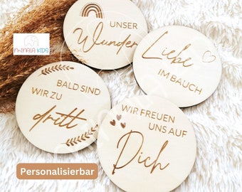 Cute 4-piece wooden sign set for maternity photoshoots | Baby | Photoshoot | Pregnancy | Milestone | Birth | Nursery | MinalaKids