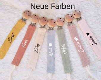 Cute Pacifier Strap | personalized with name | made of cotton | pacifier chain | wooden clips | babies | pacifier | gift | Baptism
