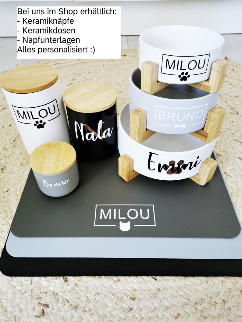 Leckerlidose aus Keramik mit Bambusdeckel versch. Größen personalisiert Vorratsdose Futterdose Hund Katze Haustier Geschenk Bild 6