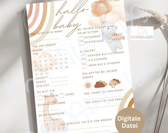 Baby party guessing game | Baby shower | to print | Party game | Prediction game | Fill-in cards | Digital download | File | MinalaKids