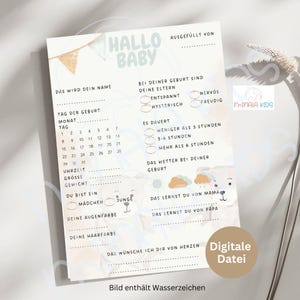 Babyparty Ratespiel | Babyshower | zum Ausdrucken | Partyspiel | Tippspiel | Ausfüllkarten | Digitaler Download | Datei | MinalaKids