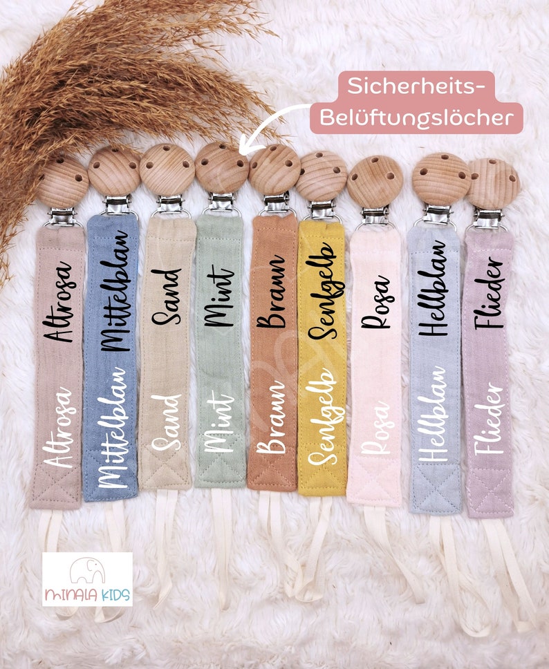 Schnullerband Schnullerkette Schnuller Schnullerhalter Geschenk Geburt Baby Kind Taufe Name personalisiert Personalisierung Weihnachten Geburtstag