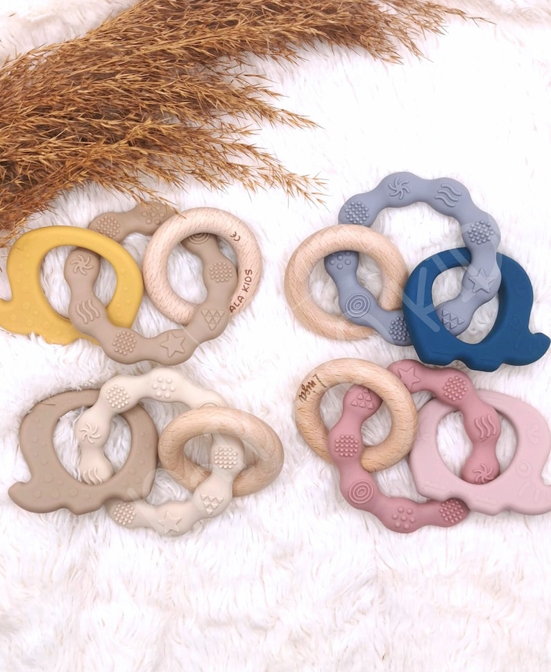 Beißring Greifling Greifring Geschenk Geburt Baby Geburtstagsgeschenk Taufe Elefant personalisiert Personalisierung Name