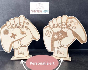 Wooden controller with name | Personalized | Wooden sign | Stand | Gift | Birthday | Games console