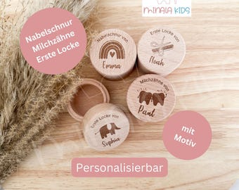 Cute wooden box personalized with name | Tooth box | Curl box | Umbilical cord box | Gift | Christening | Birth | MinalaKids
