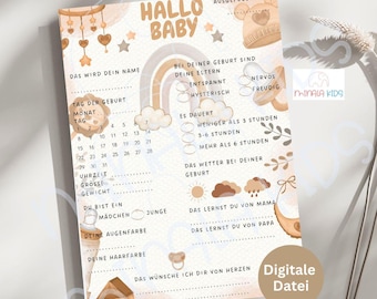 Baby Shower Guessing Game | Baby Shower | Printable | Party Game | Guessing Game | Fill-in Cards | Digital Download | File | MinalaKids