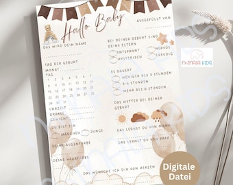 Baby Shower Guessing Game | Baby Shower | Printable | Party Game | Guessing Game | Fill-in Cards | Digital Download | File | MinalaKids