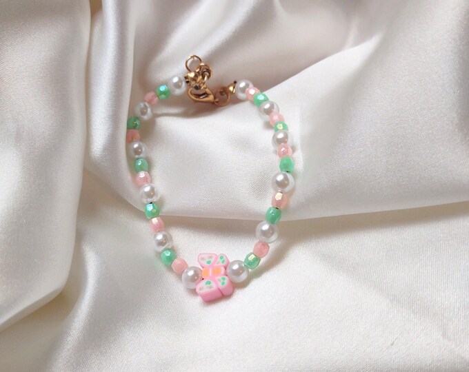 Cute Green and Pink Beaded Butterfly Bracelet Etsy