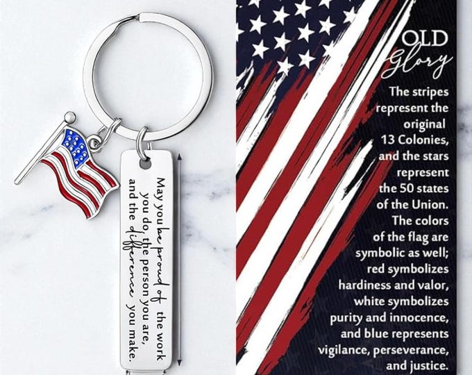 USA Flag keychain first responder academy graduation keepsake American flag patriotic police party favor accessory appreciation souvenir
