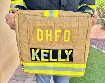 Gepersonaliseerde lichtbruine laptoptas opkomst brandweeruitrusting zak aangepaste forens uitrusting werktas cadeau voor hem opkomst brandweer essentiële handtas