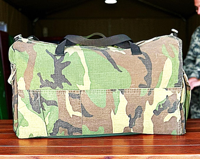 Deployment military duffle bag custom travel carryon gear utility tote first responder camouflage weekender carryall  personalized gift