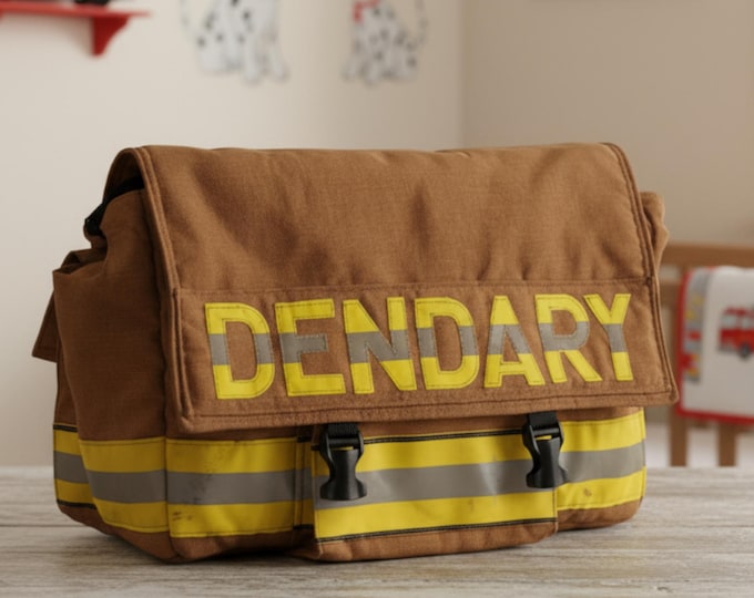 Firefighter Diaper Bag for Fireman Parent Baby Shower Personalized Gift Bunker Diaper Baby Gear Custom Gift Idea First Responder Nursery