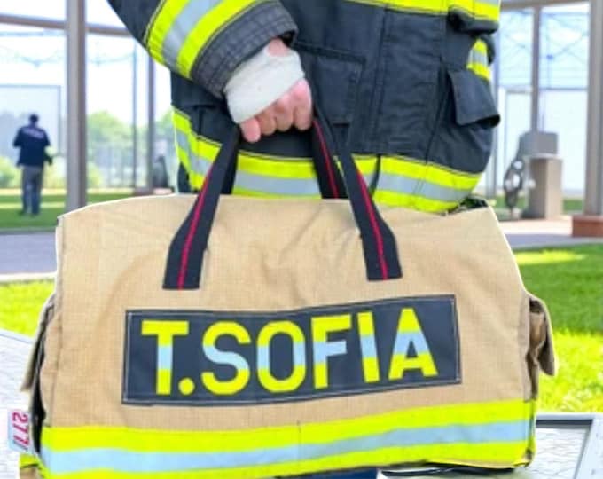 Custom firefighter duffle emergency service gear bag durable turnout carryall rescue tote travel handmade reflective utility organizer