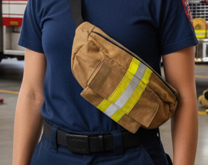 Firefighter bunker gear sling bag reflective turnout crossbody first responder gift tactical pouch leather back durable rescue Pack