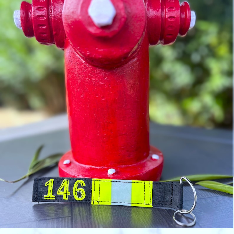 Personalized Firefighter Gear Keychain, Custom Ladder Number Gift ...