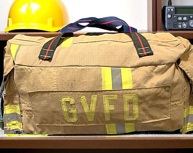 Firefighter gift idea bunker gear grab bag personalized messenger commute handbag retirement special token heavy durable carryall tool bag