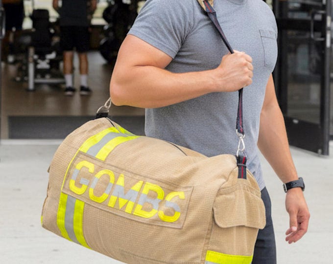 Firefighter Fire Gear Gym Duffle Bag Personalized Academy Essential Equipment Sac for First Responder Fire Department Keepsake