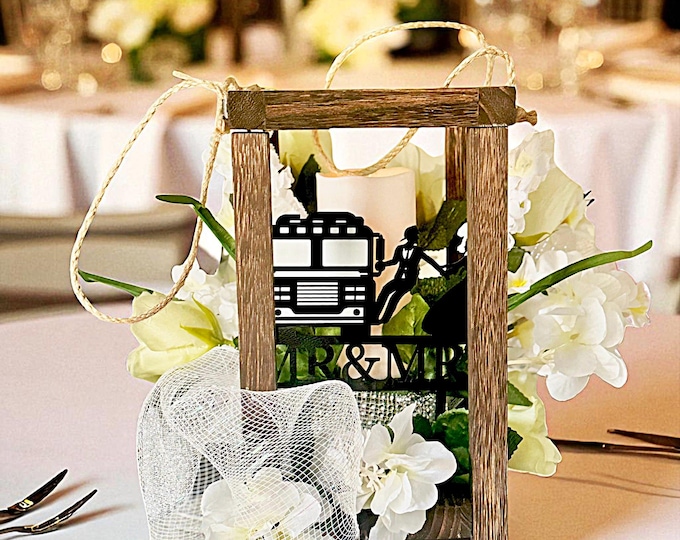 Firefighter Wedding Centerpiece First Responders Table Decor Firefighter Celebration Farm Fire Truck Themed Cake Topper Gift
