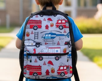 Toddler First Responder Backpack Vehicle Theme Kid Travel Gift Automobile Fire Truck Police Car Helicopter Toddler Back to School Bag