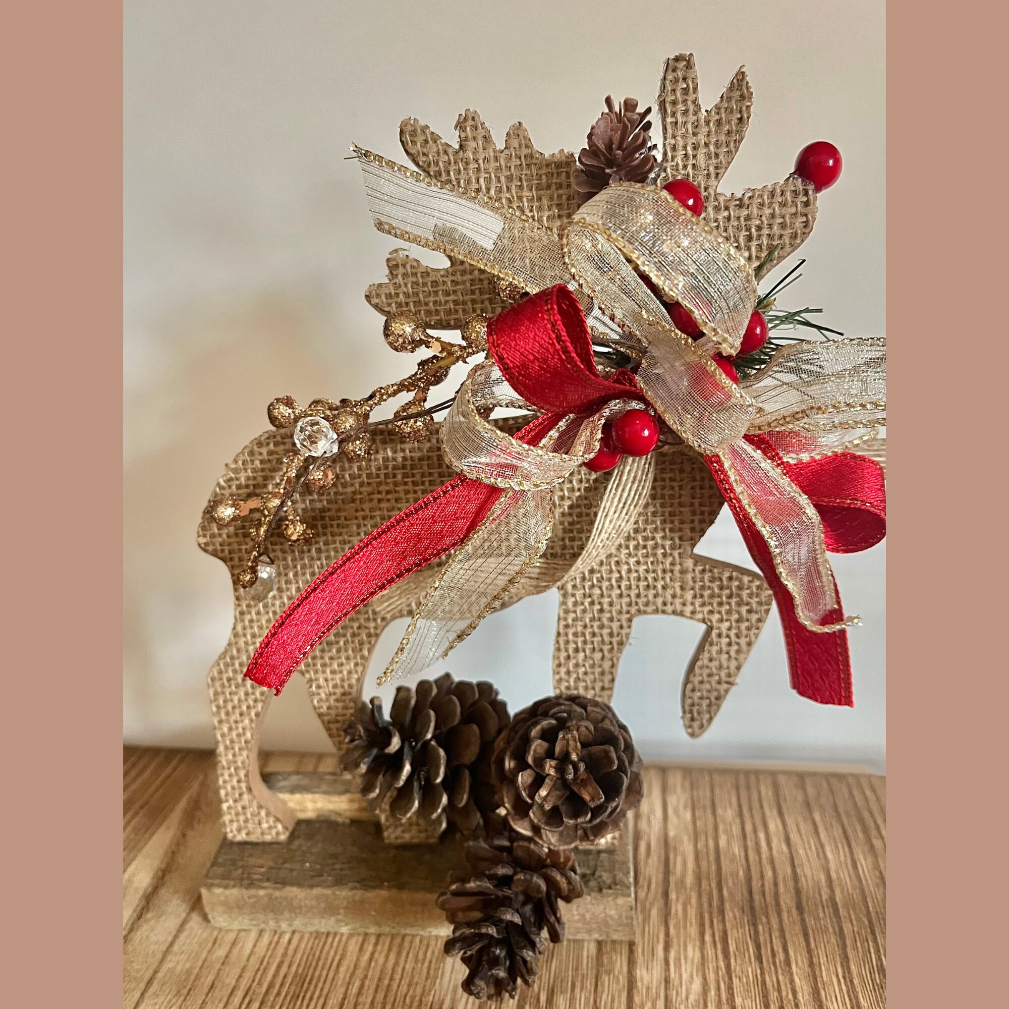 Rudolph Wooden Reindeer Table Decor Custom Wood Reindeer Etsy