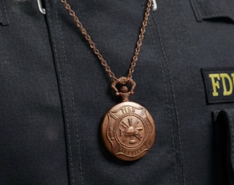 Bronze Maltese Cross Pocket Watch for Firefighters, First Responders (Keepsake)