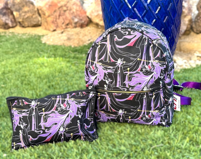Disney Villains Maleficent Backpack, Includes Mini Purse, Backpack and Purse Duo, Maleficent Fan Gift, Unique Disney Bag, Disney Fans