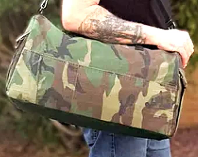 Military duffle bag custom travel carryon gear utility tote first responder camouflage weekender carryall post deployment personalized gift