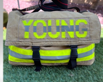 Personalized Parent to Be Fire Gear Diaper baby showerer Bag Firefighter Parents on the Go Diaper Bag for Baby Essentials Multiple pockets