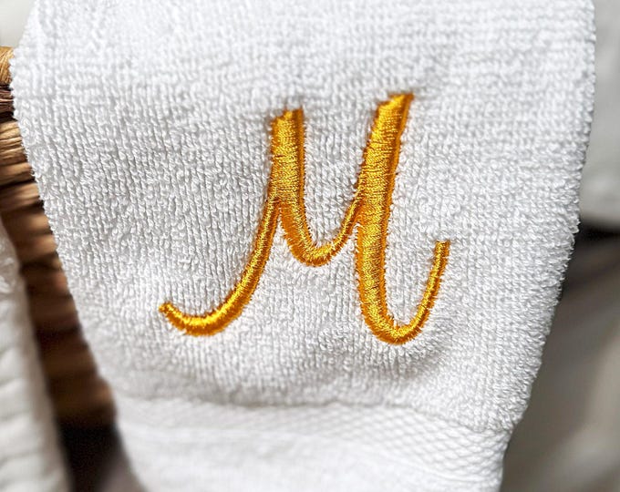 Embroidered Monogram Wash Cloth for Bathroom Hand Towel Baby Shower Gift Housewarming Keepsake Bridal Shower Present