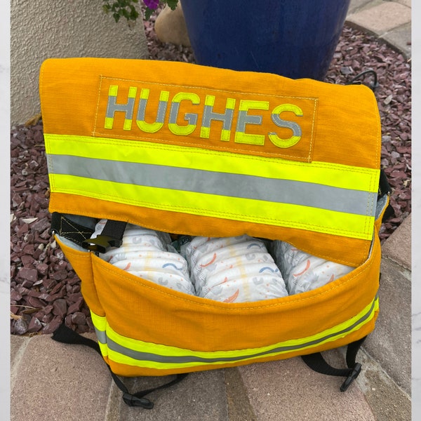 Firefighter's Baby Diaper Bag first responders parents to be Fire gear baby diaper bag Baby shower gift Fire gear baby carryall