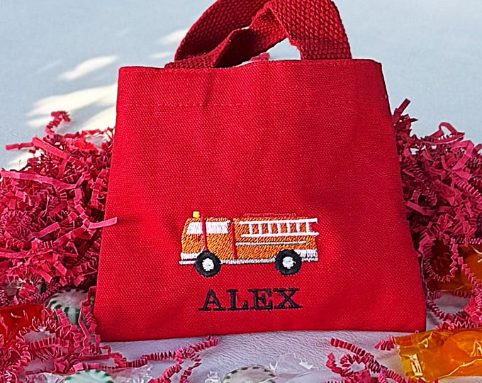 Firefighter Birthday Party Candy Custom Embroidered First Responder Personalized Bag Guest Keepsake Tote Party Favor  Birthday Ceremony