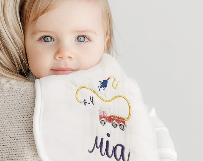 Firefighter Baby Embroidered Burp Cloth Personalized for Fireman Parent Newborn Hand Towel Baby Shower Custom New Hero Nursery Gift