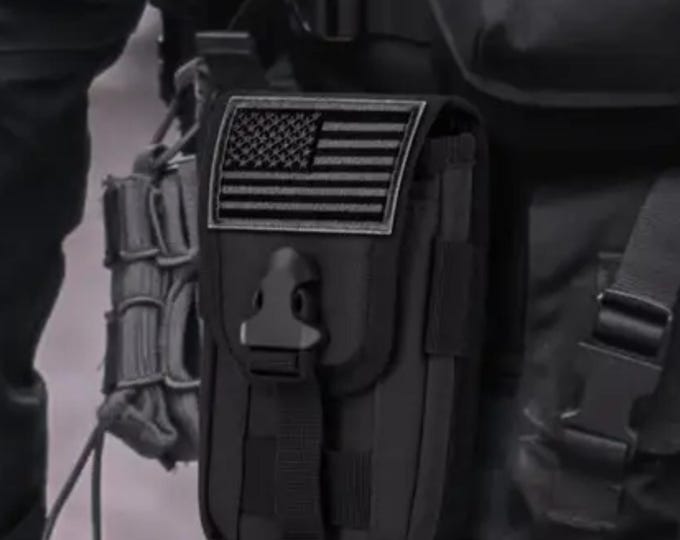 First responder tactical phone pouch MOLLE belt clip utility gear bag rugged outdoor travel case American flag patch Police academy gift