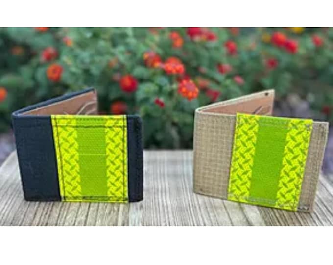 Firefighter gear wallet handmade leather bifold rugged wallet for firemen firefighter gift unique first responder durable accessory.