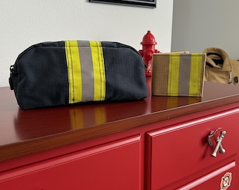 First Responder Gift for Husband Gear Wallet Set Personalized Firefighter Gift Toiletry Bag Travel Dopp Kit for Men