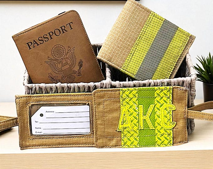Personalized Firefighter Luggage ID Tag Travel Essential Custom Suitcase Identifier Handmade First Responder Wallet Accessory Gift Set
