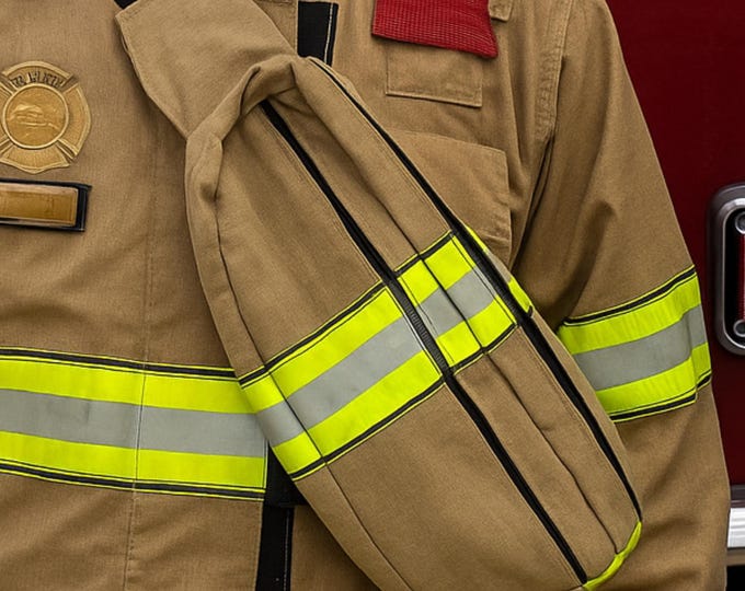 Firefighter turnout fanny sling bag handmade reflective crossbody rescue duty gear waist pack first responder carry emergency pouch