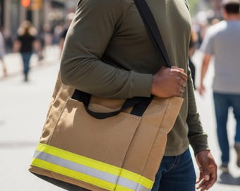Handmade Firefighter Turnout Gear Tote Bag Functional Commute Durable Bag First Responder Beach Vacation Sling