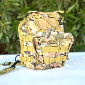 Military Organizer Crossbody Sling Backpack for First Responder Camo Style Shoulder Bag Outdoor Rugged Carrier to the Park Travel Gift