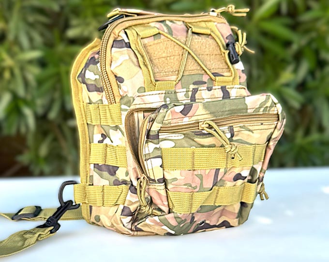 Military Organizer Crossbody Sling Backpack for First Responder Camo Style Shoulder Bag Outdoor Rugged Carrier to the Park Travel Gift