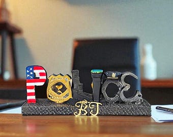 Policemen Desk Decor Law Enforcement Gift Patriotic Statue First Responder Police Academy Cop Essential Display Sign Retirement Souvenir
