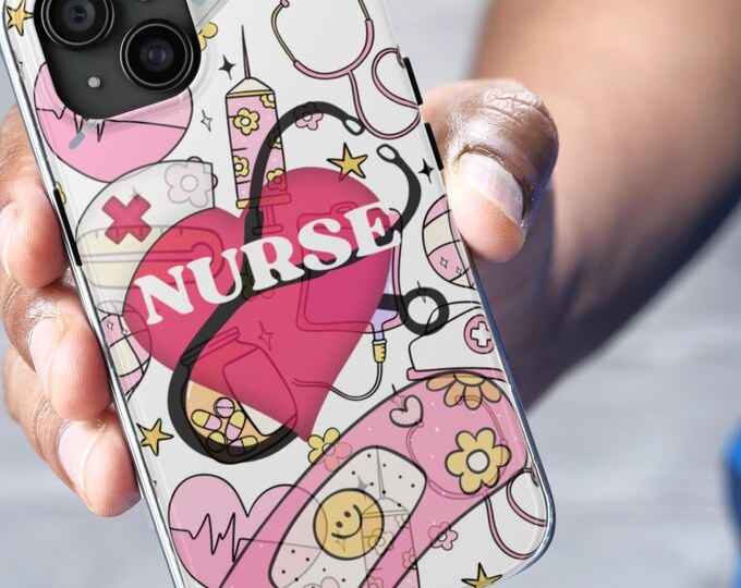 Nurse phone case colorful stethoscope heart design gift for healthcare first responder durable iPhone cover medical staff stylish present