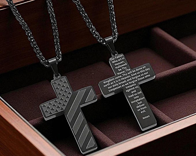 Firefighter jewelry cross pendant necklace men gift stylish spiritual accessory rugged charm masculine faith fashion keepsake