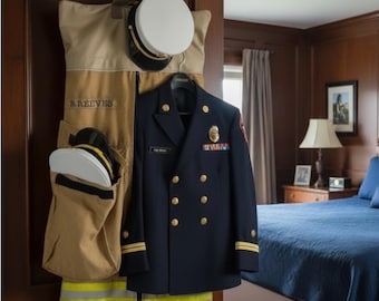 Firefighter Class A Uniform Garment Bag Storage with Pockets Personalized Fire Gear Organizer First Responder Retirement Gift for Him