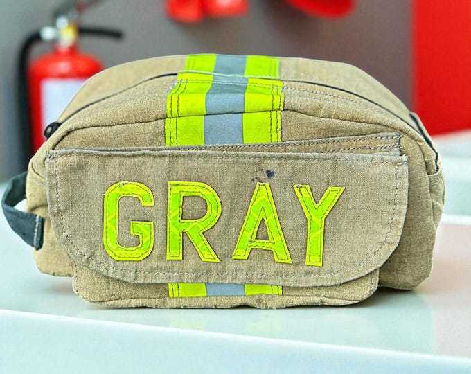 Personalized Firefighter Dopp Kit Custom Gift Toiletry Bag Travel Organizer Men's Grooming Bag First Responder Shaving Kit
