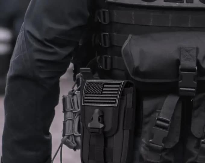 Policemen tactical phone pouch MOLLE belt clip rugged utility gear holder military waist style pack travel hiking camping durable storage