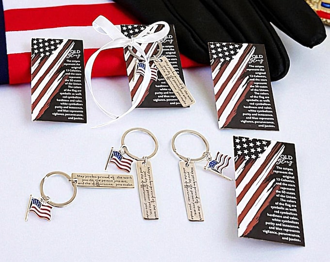 American flag keychain set patriotic gift Independence Day party favor USA pride accessory veteran appreciation first responder souvenir